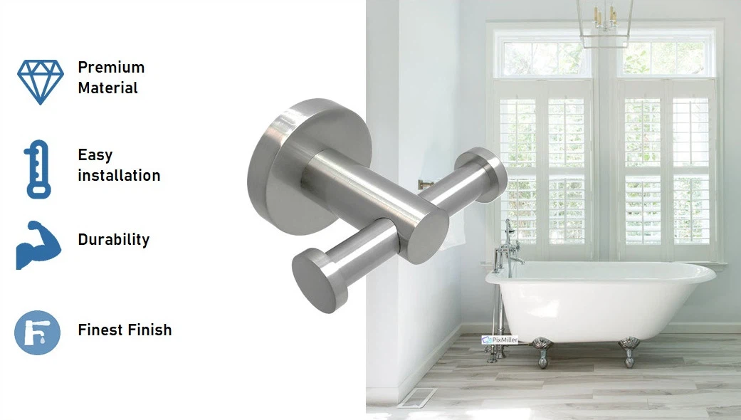 Product feature polished nickel double hook